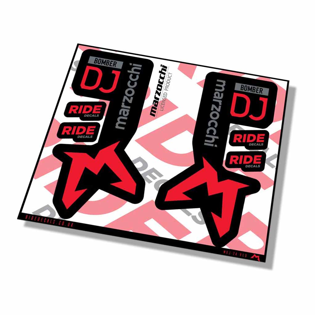 Marzocchi Bomber DJ 2024 Fork Decals - Red - Licensed by Marzocchi