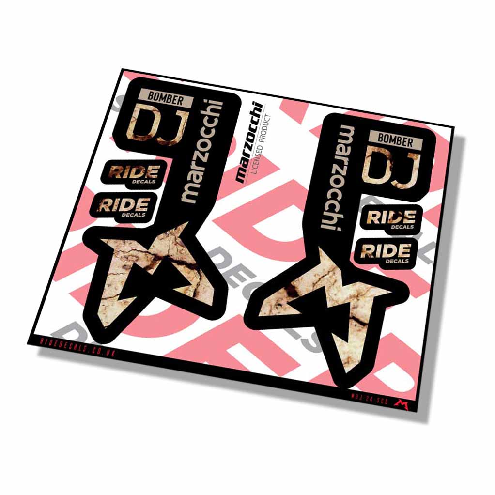 Marzocchi Bomber DJ 2024 Fork Decals - Scorched Earth - Licensed by Marzocchi