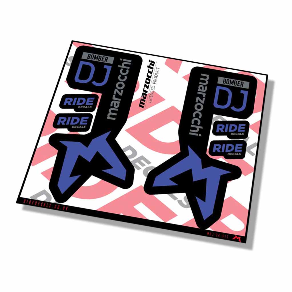 Marzocchi Bomber DJ 2024 Fork Decals - Slate - Licensed by Marzocchi