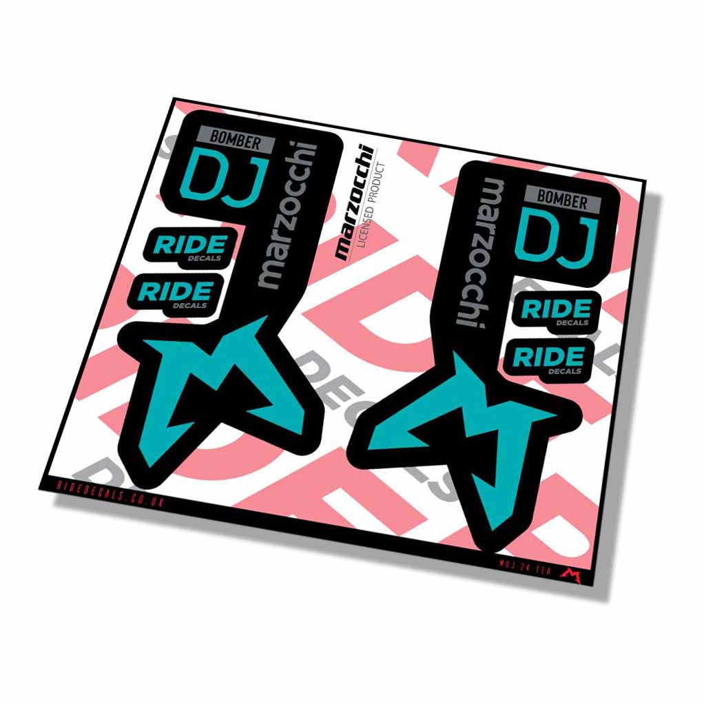 Marzocchi Bomber DJ 2024 Fork Decals - Teal - Licensed by Marzocchi