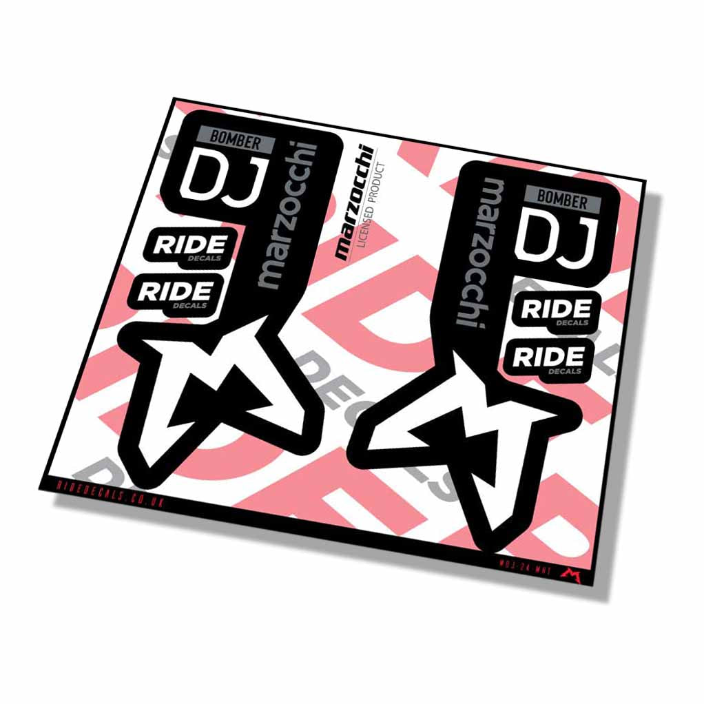 Marzocchi Bomber DJ 2024 Fork Decals - White - Licensed by Marzocchi