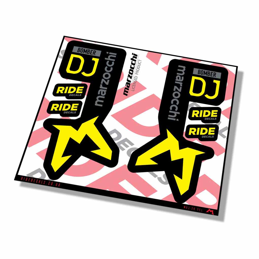 Marzocchi Bomber DJ 2024 Fork Decals - Yellow - Licensed by Marzocchi