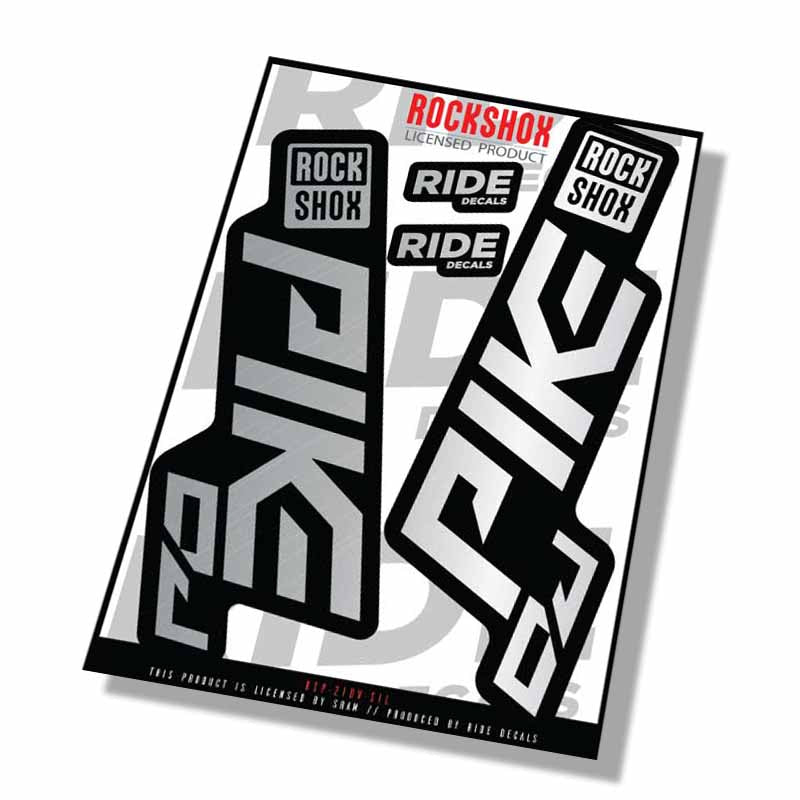 Rockshox Pike DJ Stickers - Silver - Ride Decals