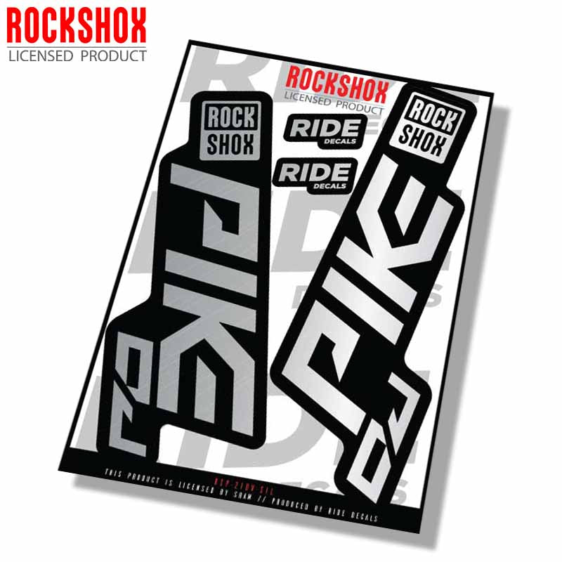 Rockshox Pike DJ Stickers - Chrome - Ride Decals