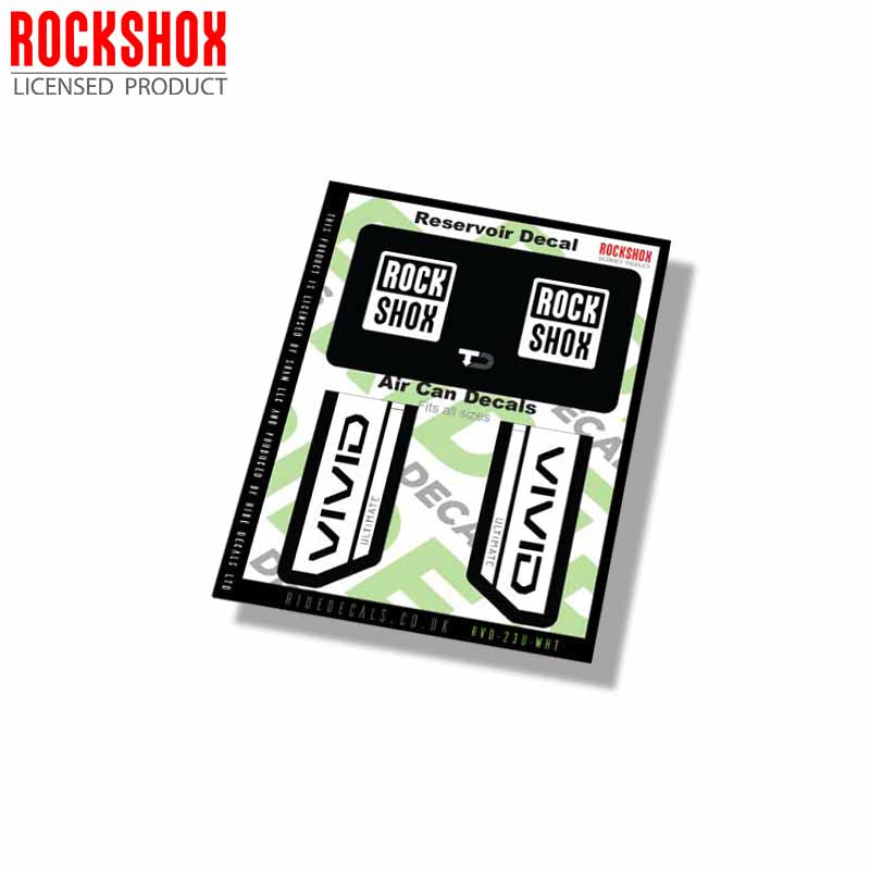 RockShox Vivid Ultimate Shock decals- White- ride decals