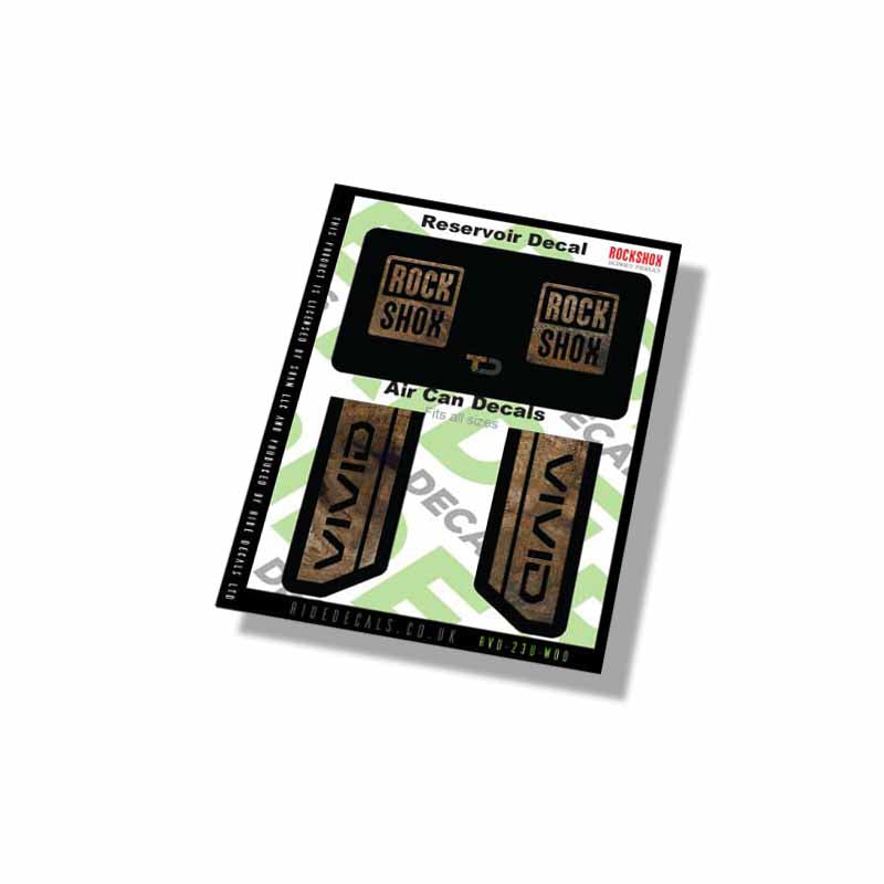 RockShox Vivid Ultimate Shock decals- Woodgrain- ride decals