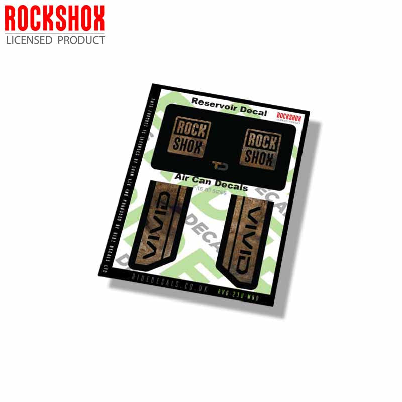 RockShox Vivid Ultimate Shock decals- Woodgrain- ride decals