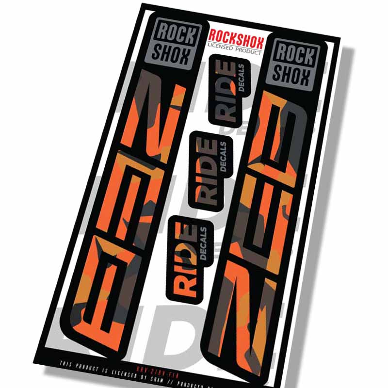 Rockshox Zeb Fork Decals- Fire Camo- ride decals