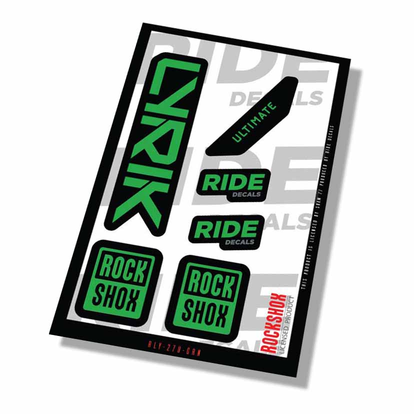RockShox Lyrik Ultimate Fork Decals- Green- ride decals