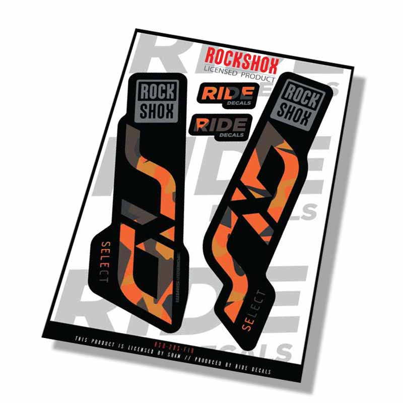 Rockshox SID Select Fork Decals- Fire Camo- ride decals