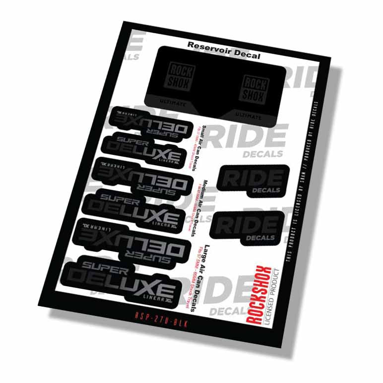RockShox Super Deluxe Ultimate Shock Decals- Black- ride decals