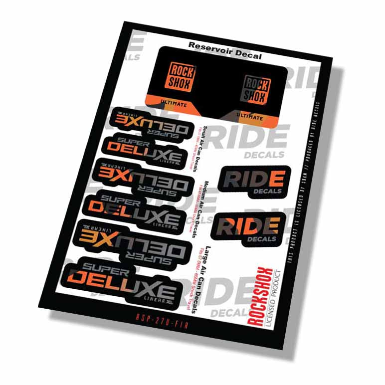 RockShox Super Deluxe Ultimate Shock Decals- Fire Camo- ride decals
