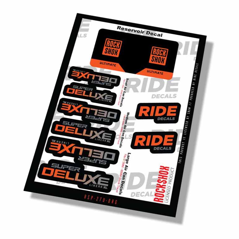 RockShox Super Deluxe Ultimate Shock Decals- Orange- ride decals