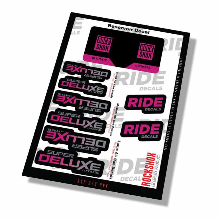 RockShox Super Deluxe Ultimate Shock Decals- Pink- ride decals