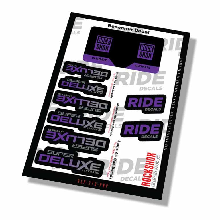 RockShox Super Deluxe Ultimate Shock Decals- Purple- ride decals
