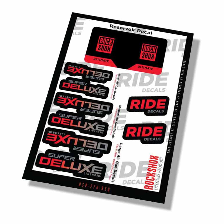 RockShox Super Deluxe Ultimate Shock Decals- Red- ride decals
