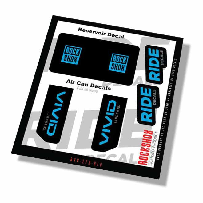 RockShox Vivid Base Xl Linear Shock Decals- Blue- ride decals