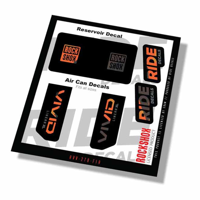 RockShox Vivid Base Xl Linear Shock Decals- Fire Camo- ride decals