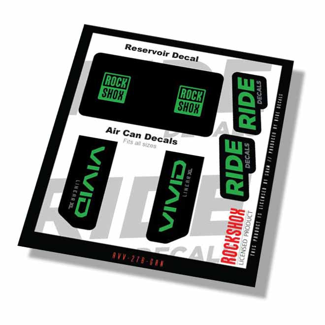RockShox Vivid Base Xl Linear Shock Decals- Green- ride decals