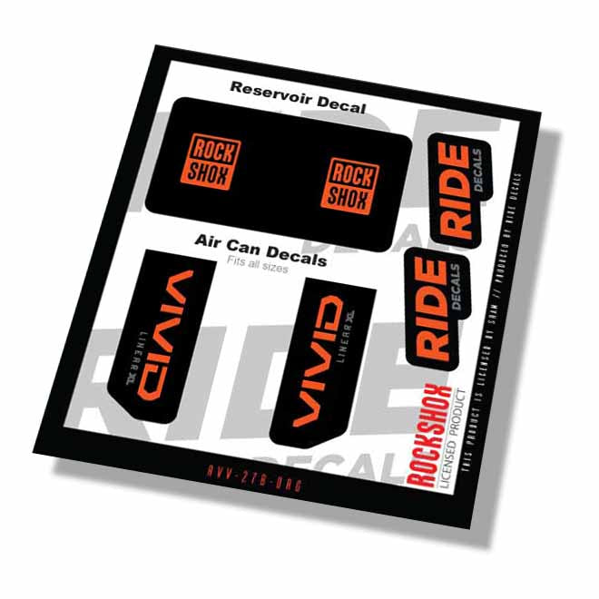 RockShox Vivid Base Xl Linear Shock Decals- Orange- ride decals
