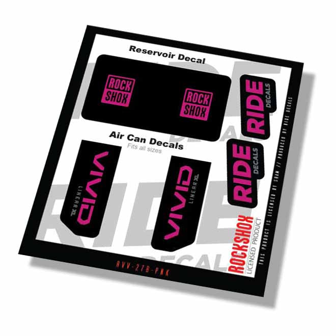 RockShox Vivid Base Xl Linear Shock Decals- Pink- ride decals
