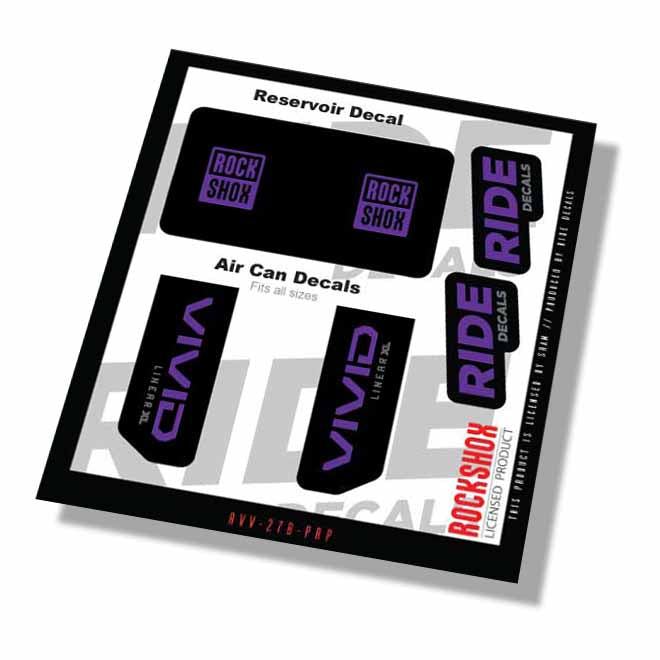 RockShox Vivid Base Xl Linear Shock Decals- Purple- ride decals