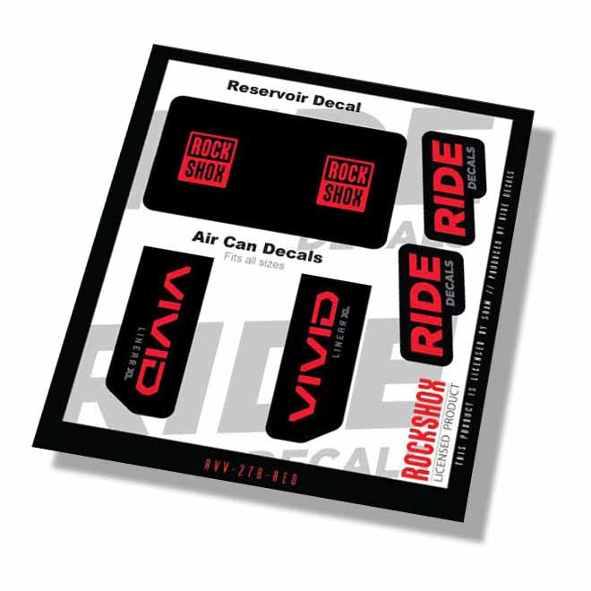 RockShox Vivid Base Xl Linear Shock Decals- Red- ride decals