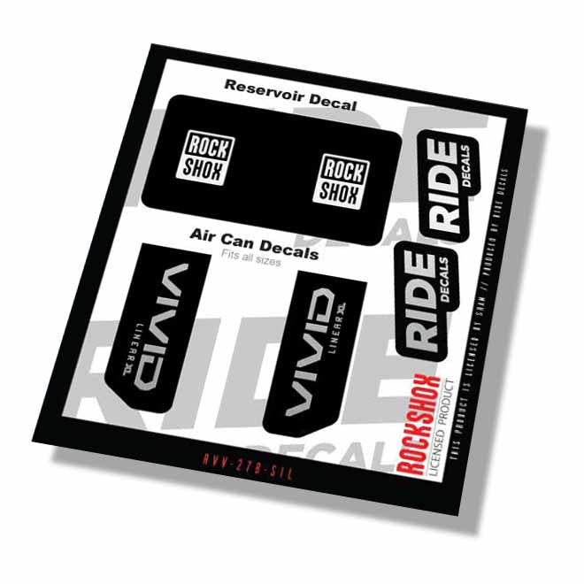 RockShox Vivid Base Xl Linear Shock Decals- Silver- ride decals