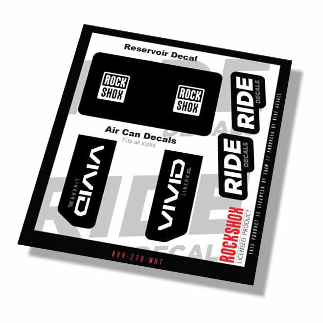 RockShox Vivid Base Xl Linear Shock Decals- White- ride decals