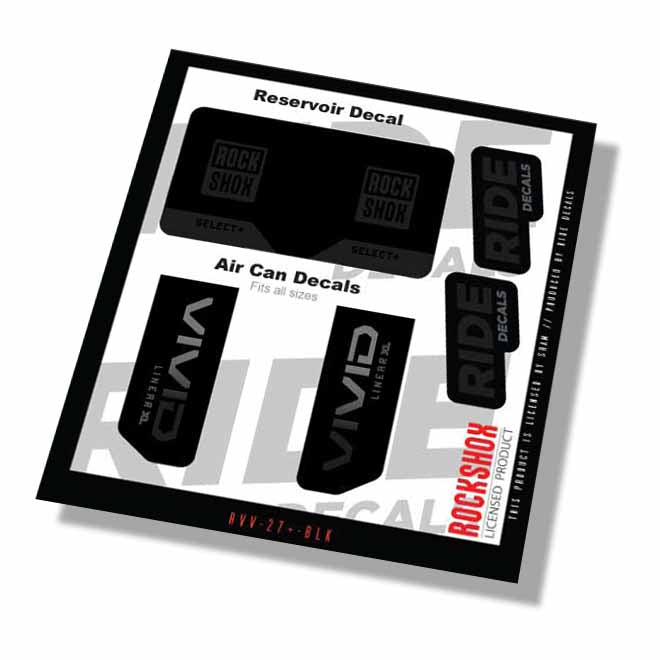 RockShox Vivid Select+ Linear XL Shock Decals- Black- ride decals