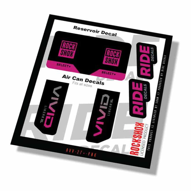 RockShox Vivid Select+ Linear XL Shock Decals- Pink- ride decals
