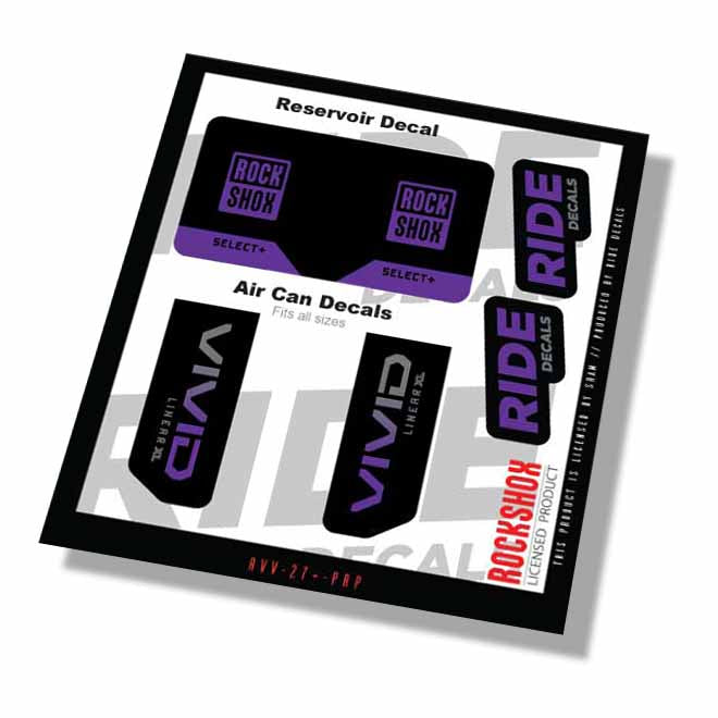 RockShox Vivid Select+ Linear XL Shock Decals- Purple- ride decals