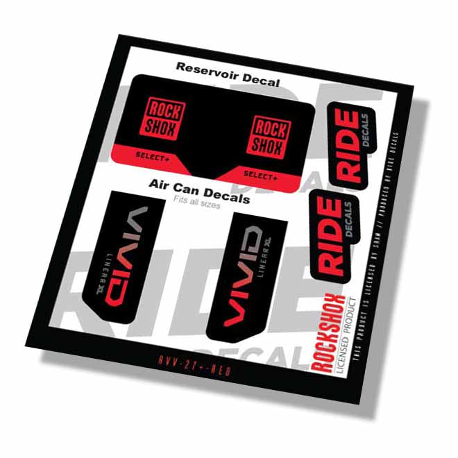 RockShox Vivid Select+ Linear XL Shock Decals- Red- ride decals