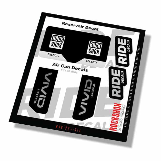 RockShox Vivid Select+ Linear XL Shock Decals- Silver- ride decals