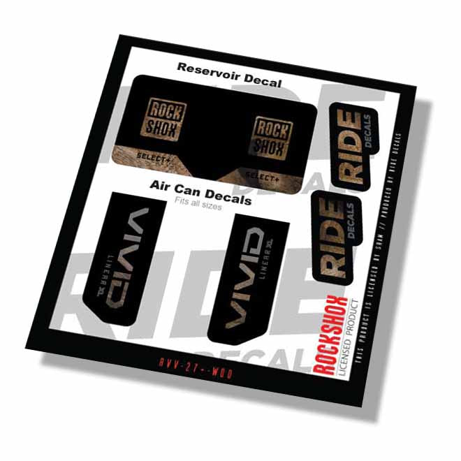 RockShox Vivid Select+ Linear XL Shock Decals- Woodgrain- ride decals