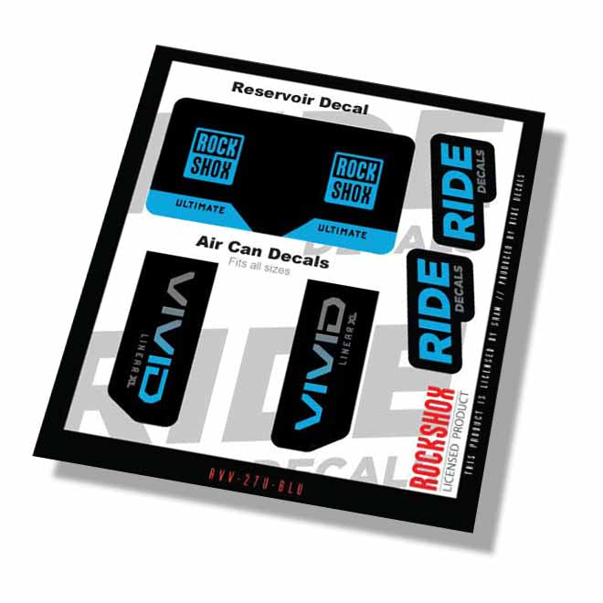 RockShox Vivid Ultimate Linear XL Shock Decals- Blue- ride decals