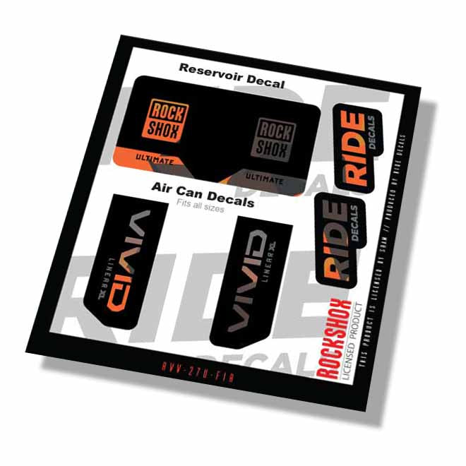 RockShox Vivid Ultimate Linear XL Shock Decals- Fire Camo- ride decals