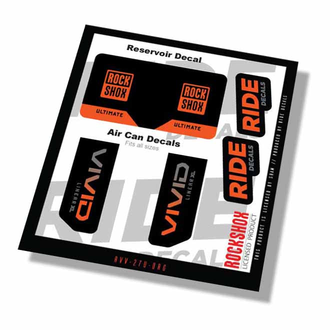RockShox Vivid Ultimate Linear XL Shock Decals- Orange- ride decals