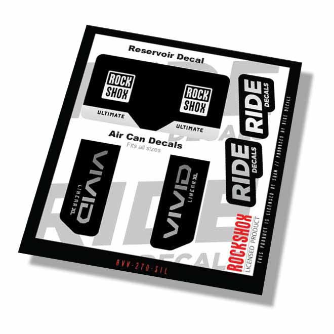 RockShox Vivid Ultimate Linear XL Shock Decals- Silver- ride decals