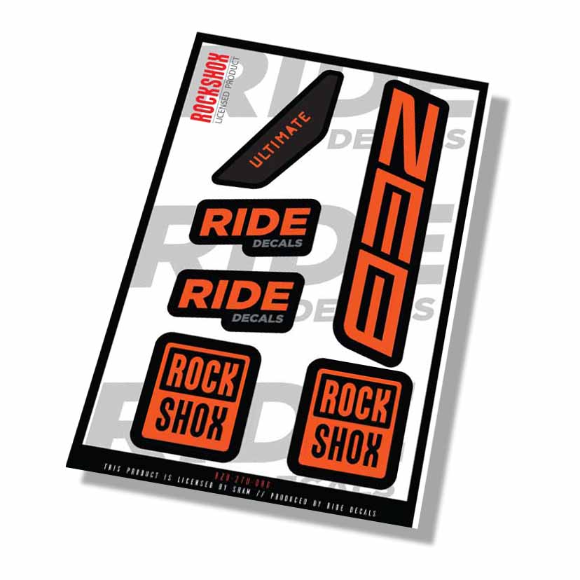 Rockshox Zeb Ultimate Fork Decals- Orange- ride decals