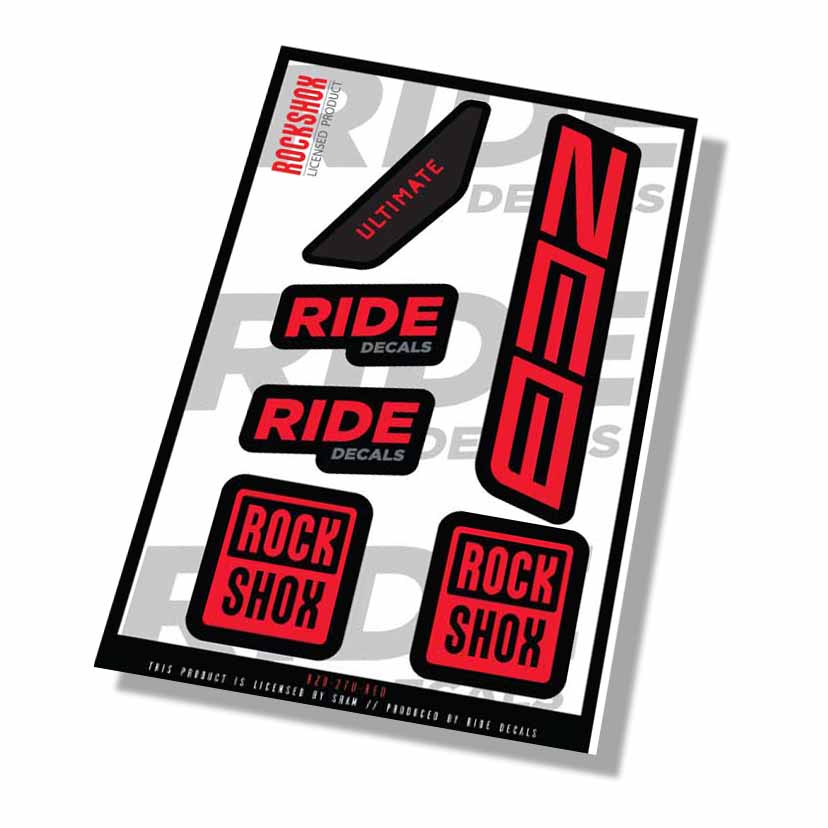 Rockshox Zeb Ultimate Fork Decals- Red- ride decals