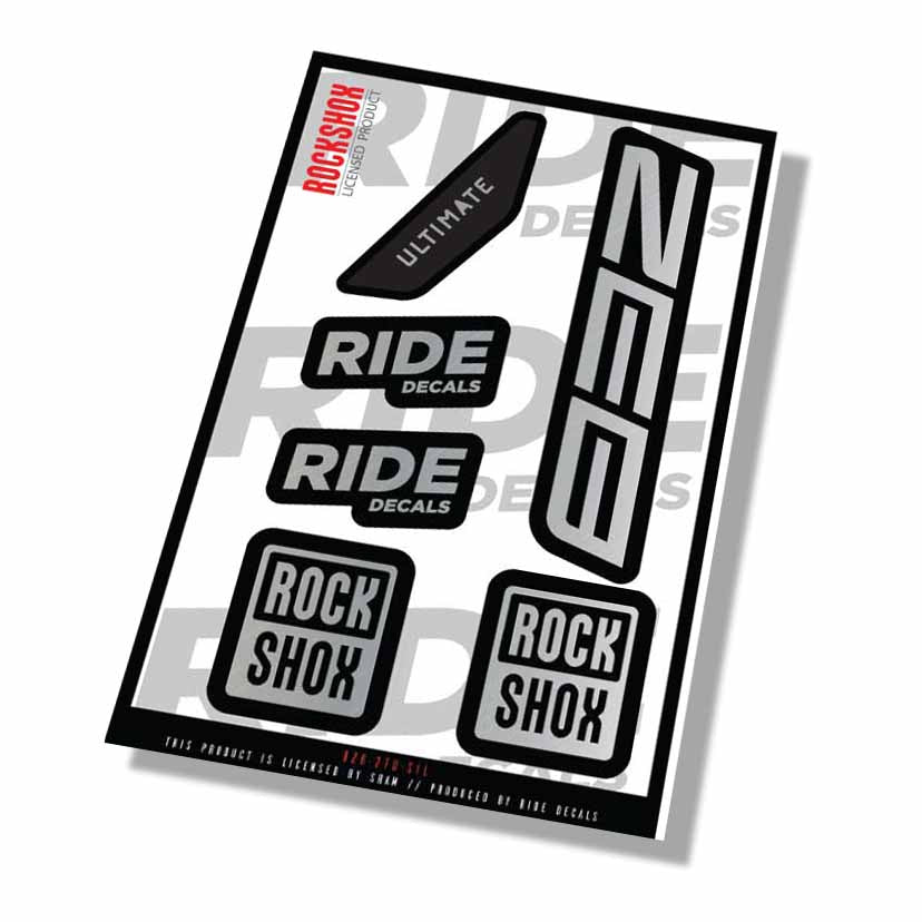 Rockshox Zeb Ultimate Fork Decals- Silver- ride decals