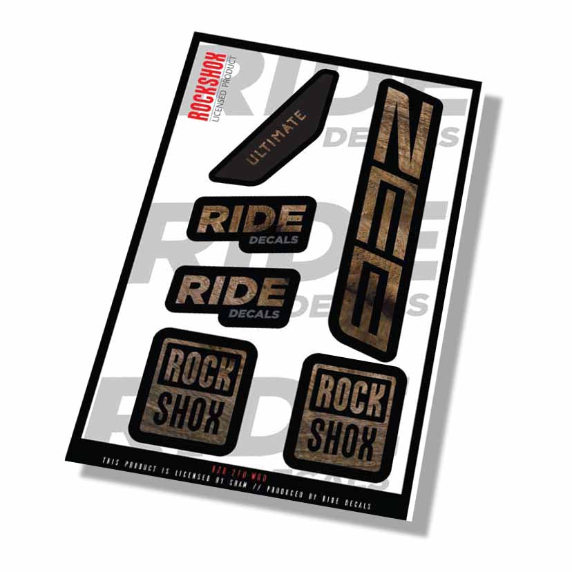 Rockshox Zeb Ultimate Fork Decals- Woodgrain- ride decals
