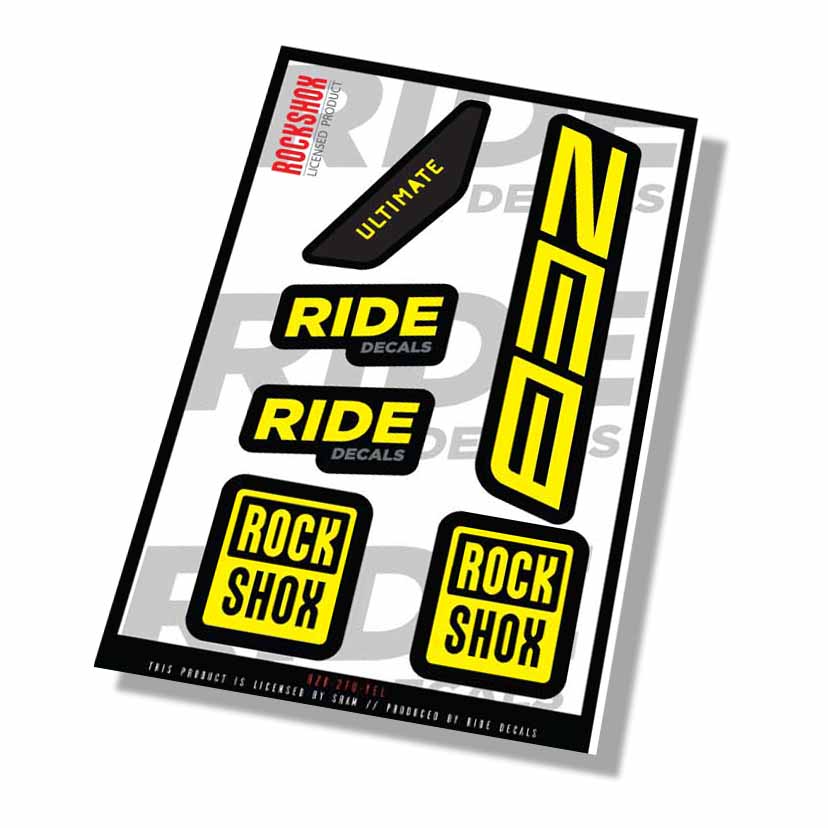 Rockshox Zeb Ultimate Fork Decals- Yellow- ride decals