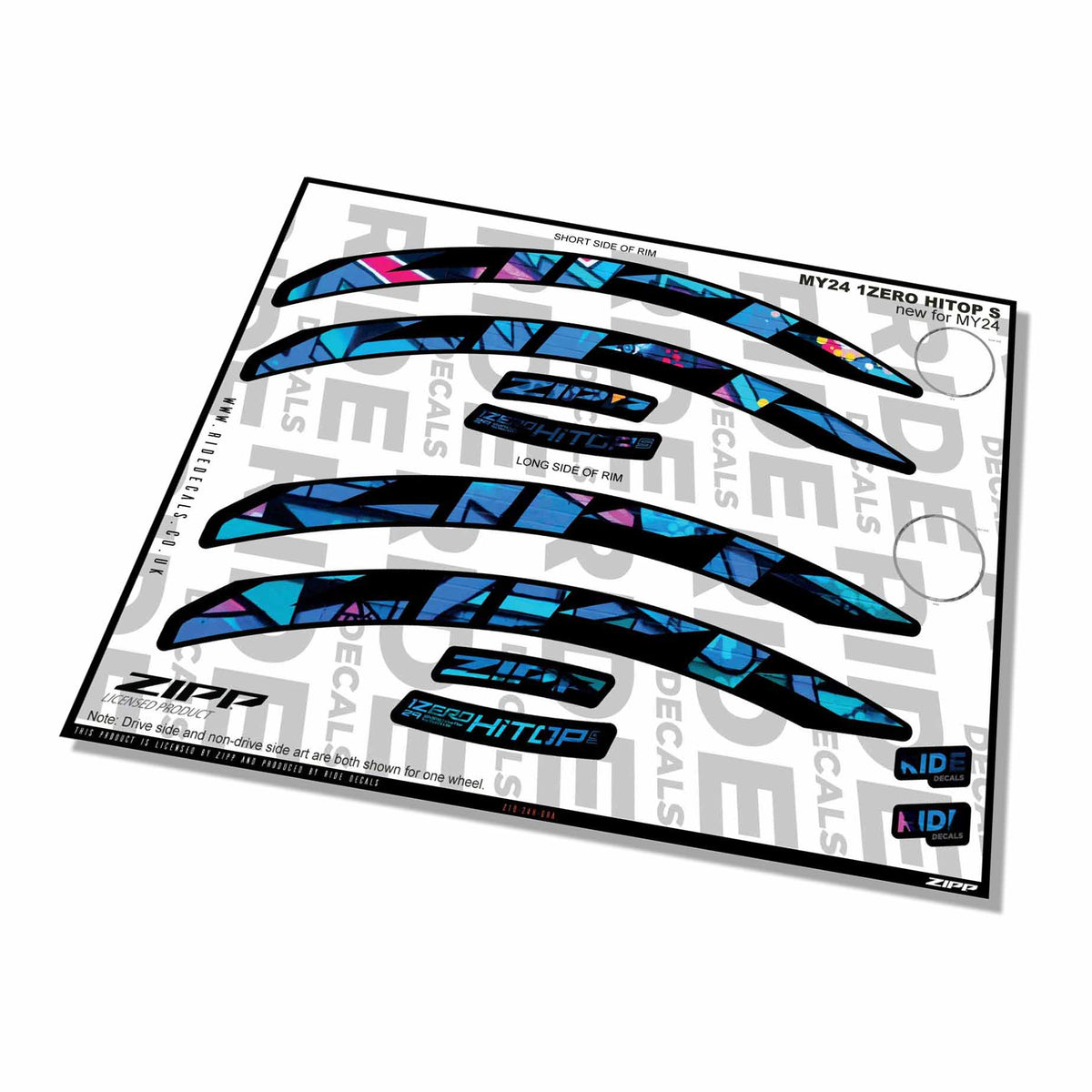 Zipp 1 Zero Hitop S Rim Decals- Graffiti- ride decals