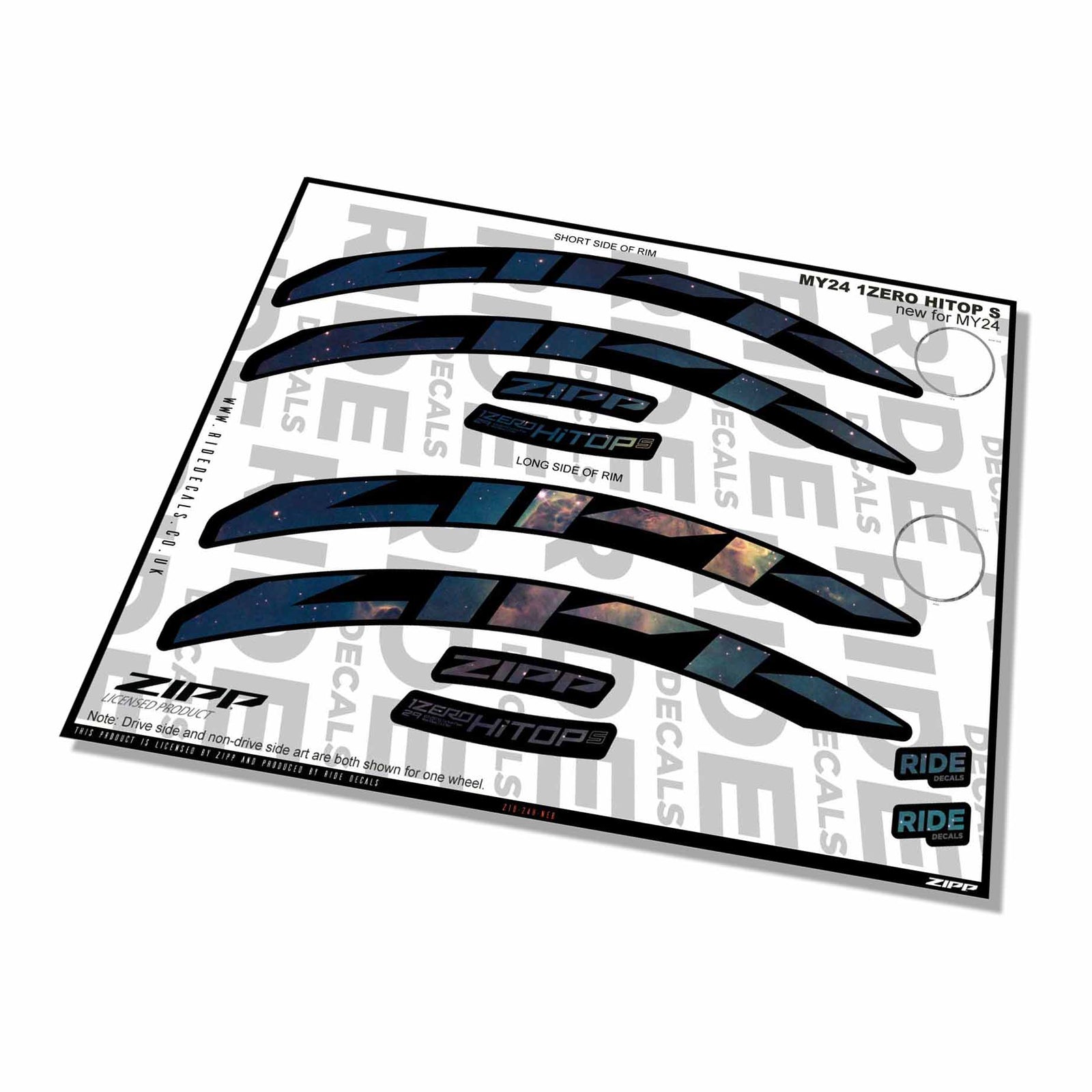 Zipp 1 Zero Hitop S Rim Decals- Nebula- ride decals