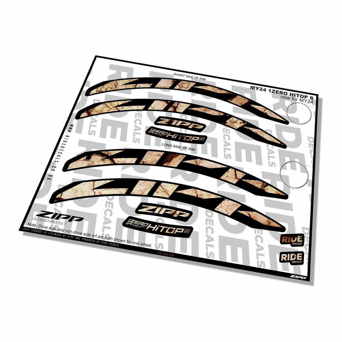 Zipp 1 Zero Hitop S Rim Decals- Scorched Earth- ride decals