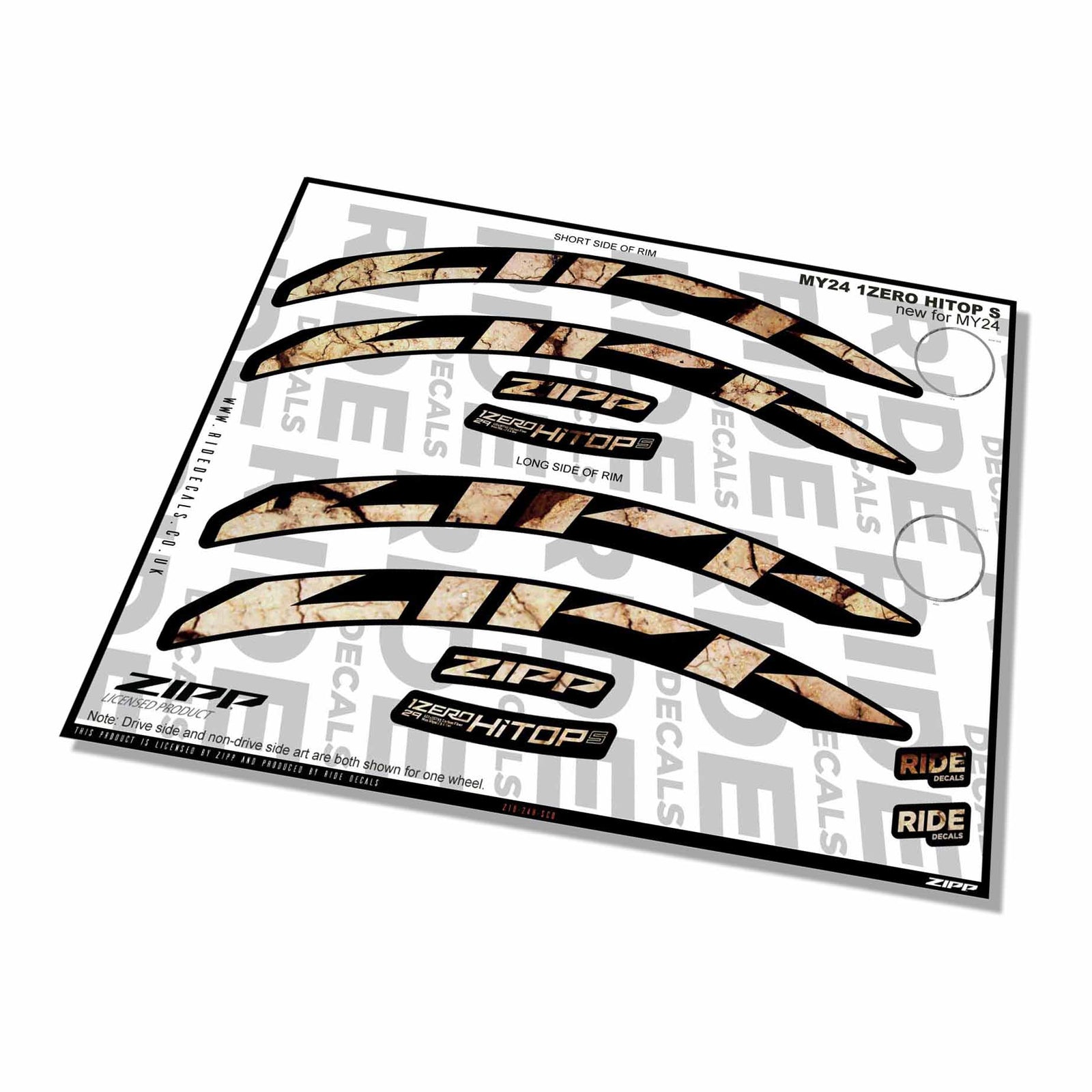 Zipp 1 Zero Hitop S Rim Decals- Scorched Earth- ride decals