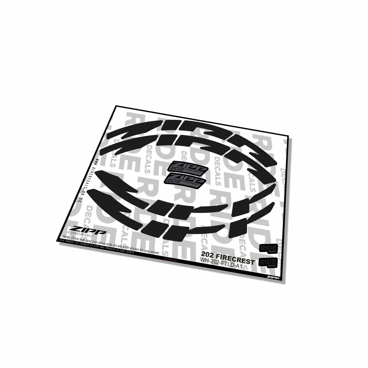 Zipp 202 Firecrest Rim Decals- Black- ride decals