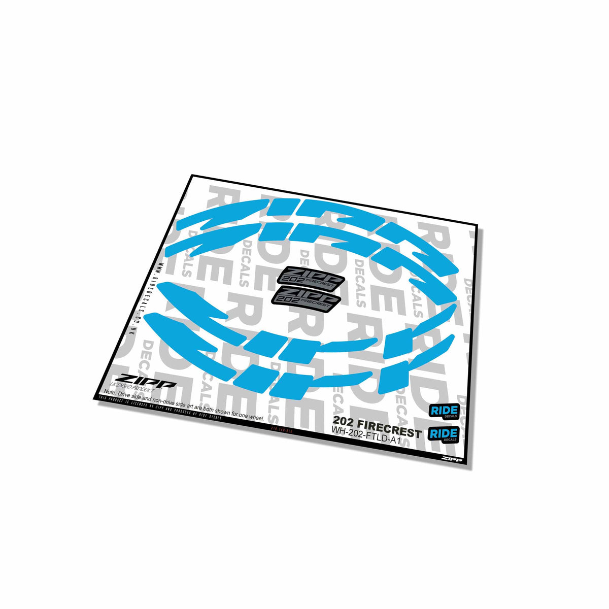 Zipp 202 Firecrest Rim Decals- Blue- ride decals